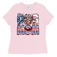 Bubblegum Pink American Dog Mom Ladies Tee - CowhideDigitalArt