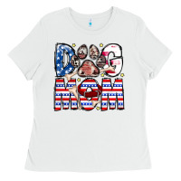 White American Dog Mom Ladies Tee - CowhideDigitalArt