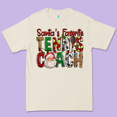 Santa's Favorite Tennis Coach For Christmas Premium Tee Designed By Fadigitalartstudio