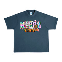 Midnight Navy Happy Easter Urban Heavy Tee - CowhideDigitalArt