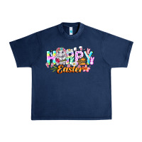 Navy Happy Easter Urban Heavy Tee - CowhideDigitalArt