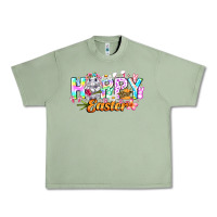 Oil Green Happy Easter Urban Heavy Tee - CowhideDigitalArt