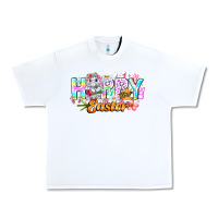 White Happy Easter Urban Heavy Tee - CowhideDigitalArt