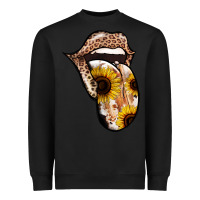 Black Leopard Sunflower Tongue Heavyweight Sweatshirt - Jasminsmagicworld