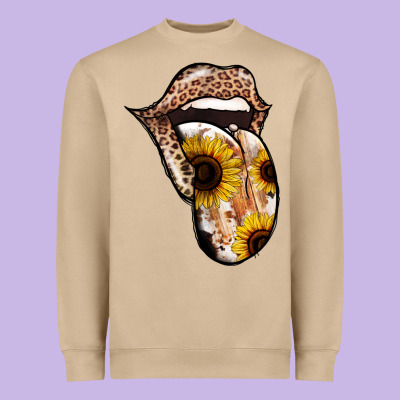 Leopard Sunflower Tongue Heavyweight Sweatshirt Designed By Jasminsmagicworld