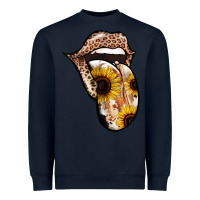 Navy Leopard Sunflower Tongue Heavyweight Sweatshirt - Jasminsmagicworld