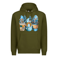Army Green winter coffee gnome Premium Hoodie - BarkalooDesign