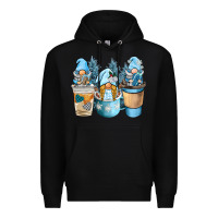 Black winter coffee gnome Premium Hoodie - BarkalooDesign