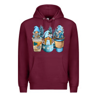 Burgundy winter coffee gnome Premium Hoodie - BarkalooDesign