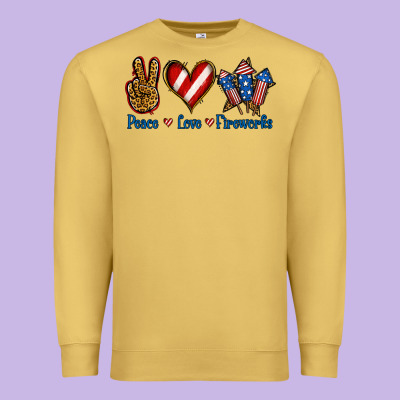 Peace Love Fireworks Premium Sweatshirt Designed By Jasminsmagicworld