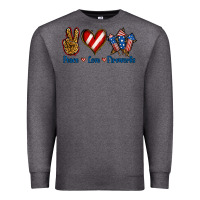 Charcoal Heather Peace Love Fireworks Premium Sweatshirt - Jasminsmagicworld