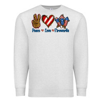 Oatmeal Heather Peace Love Fireworks Premium Sweatshirt - Jasminsmagicworld