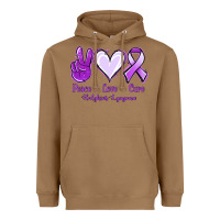 Toasted Coconut Peace Love Cure Odgkins Lympoma Heavyweight Hoodie - Jasminsmagicworld