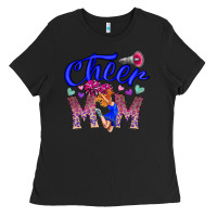 Black Cheer Mom Ladies Tee - CowhideDigitalArt