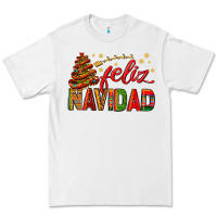 White Feliz Navidad With Sombrero Tree Premium Tee - BundleAndBundleShop