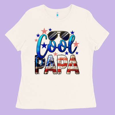Cool Papa American Flag 4th Of July Ladies Tee Designed By Lillyallendesigns