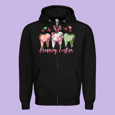 Happy Easter Dental Zipper Hoodie Designed By Ranaportraitstore