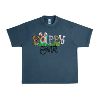 Midnight Navy Happy Easter Urban Heavy Tee - CowhideDigitalArt