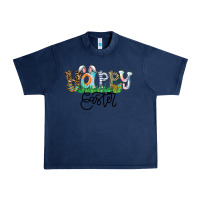 Navy Happy Easter Urban Heavy Tee - CowhideDigitalArt