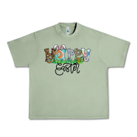 Oil Green Happy Easter Urban Heavy Tee - CowhideDigitalArt