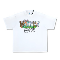 White Happy Easter Urban Heavy Tee - CowhideDigitalArt