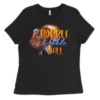 Black Fall Gobble Gobble Y'all Ladies Tee - LillyAllenDesigns