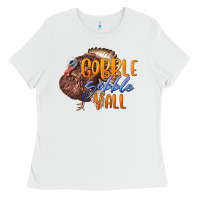 White Fall Gobble Gobble Y'all Ladies Tee - LillyAllenDesigns