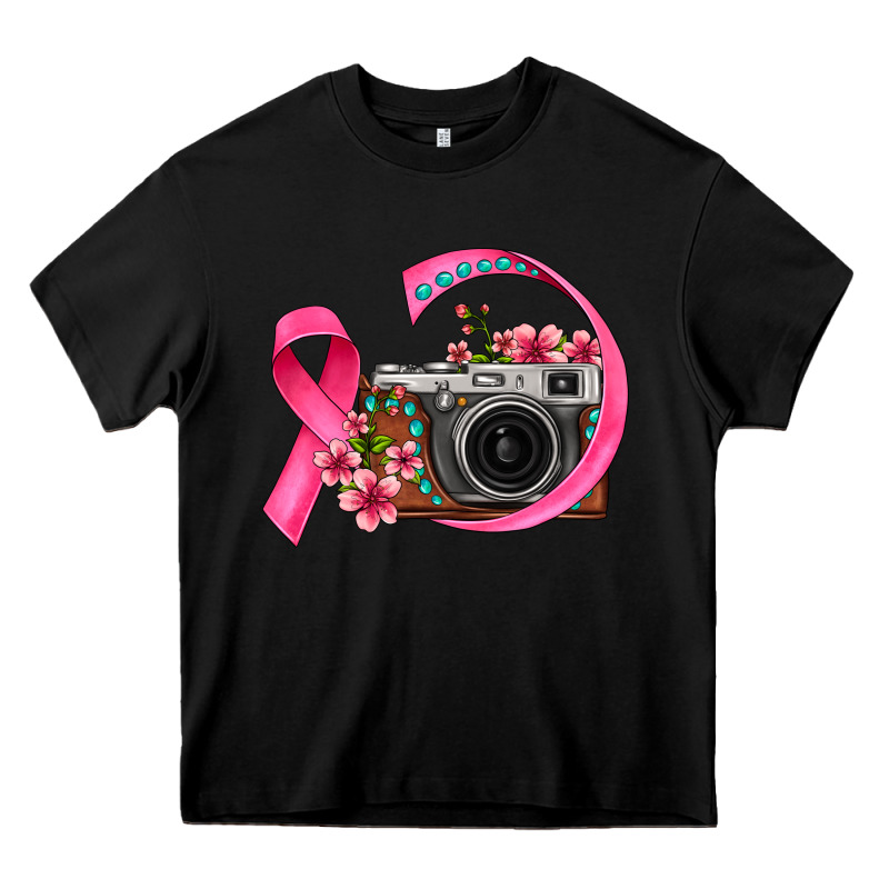 Floral Cancer Ribbon Vintage Camera Heavy Core Tee by FaDigitalArtStudio | Teevron