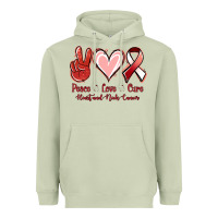 Matcha Peace Love Cure Heart And Neck Cancer Heavyweight Hoodie - Jasminsmagicworld