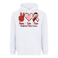 White Peace Love Cure Heart And Neck Cancer Heavyweight Hoodie - Jasminsmagicworld