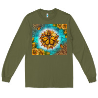 Army Green Monarch Butterfly Sunflower Long Sleeve Tee - LillyAllenDesigns