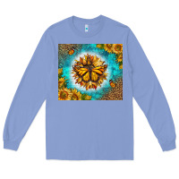 Colony Blue Monarch Butterfly Sunflower Long Sleeve Tee - LillyAllenDesigns
