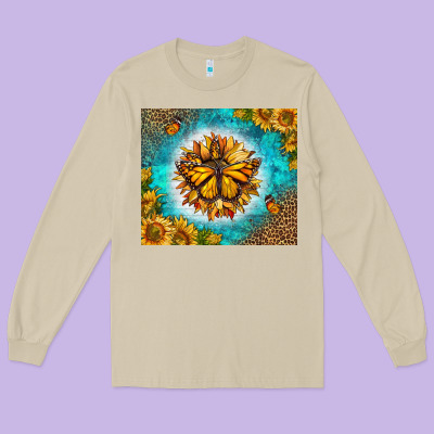 Monarch Butterfly Sunflower Long Sleeve Tee Designed By Lillyallendesigns