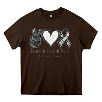 Chocolate Brown Peace Love Cure Carcinoid Cancer Heavy Core Tee - Jasminsmagicworld