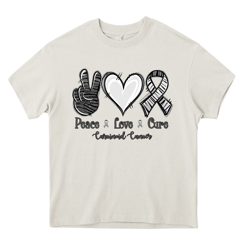 Peace Love Cure Carcinoid Cancer Heavy Core Tee by Jasminsmagicworld | Teevron