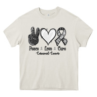 Cream Peace Love Cure Carcinoid Cancer Heavy Core Tee - Jasminsmagicworld