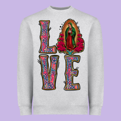 Love Lady Of Guadalupe Heavyweight Sweatshirt Designed By Jasminsmagicworld