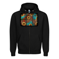 Black christmas sunflowers and buffalo plaid background Zipper Hoodie - Jasminsmagicworld