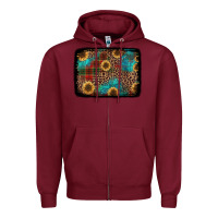 Burgundy christmas sunflowers and buffalo plaid background Zipper Hoodie - Jasminsmagicworld