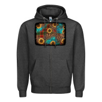 Charcoal Heather christmas sunflowers and buffalo plaid background Zipper Hoodie - Jasminsmagicworld