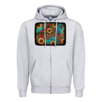 Heather Grey christmas sunflowers and buffalo plaid background Zipper Hoodie - Jasminsmagicworld