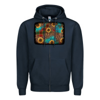 Navy christmas sunflowers and buffalo plaid background Zipper Hoodie - Jasminsmagicworld