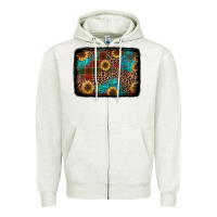 Oatmeal Heather christmas sunflowers and buffalo plaid background Zipper Hoodie - Jasminsmagicworld