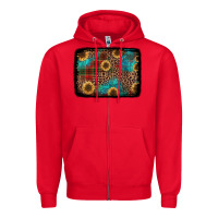 Red christmas sunflowers and buffalo plaid background Zipper Hoodie - Jasminsmagicworld