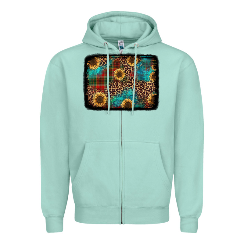 Christmas Sunflowers And Buffalo Plaid Background Zipper Hoodie by Jasminsmagicworld | Teevron