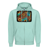Seafoam christmas sunflowers and buffalo plaid background Zipper Hoodie - Jasminsmagicworld