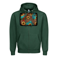 Sports Green christmas sunflowers and buffalo plaid background Zipper Hoodie - Jasminsmagicworld