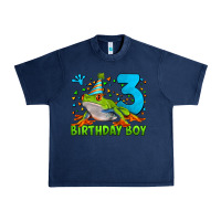 Navy birthday boy frog age 3 Urban Heavy Tee - LillyAllenDesigns