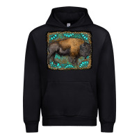 Black bison with gemstone background Urban Hoodie - RanaPortraitStore