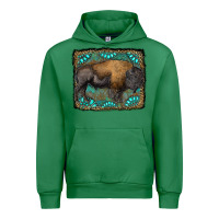 Emerald bison with gemstone background Urban Hoodie - RanaPortraitStore